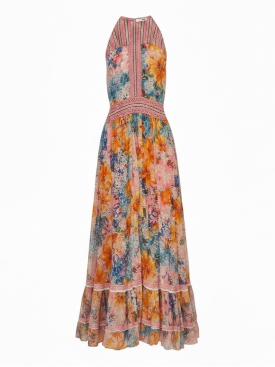 Bhanuni By Jyoti Dresses & Skirts - Anthropologie Bhanuni by Jyoti Yuko Halter Maxi Dress Boho Floral Beaded Size 8